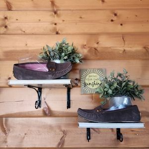 Lilly Pulitzer 🌻 Driving Miss Lilly Brown Suede Leather Loafers Moccasin Sz 7.5